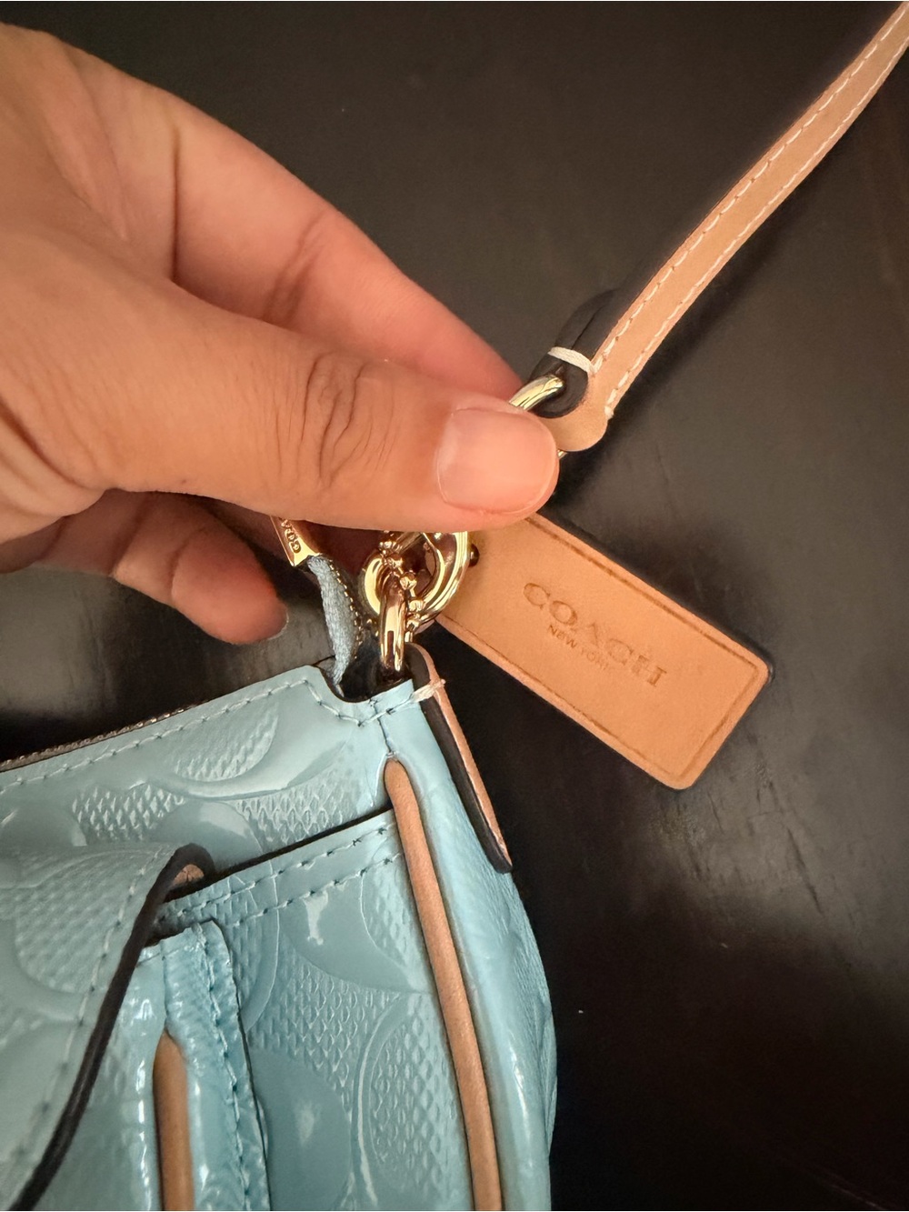 Coach Ashton Mini Bag in Light Blue Leather Crossbody. - Picture 3 of 13